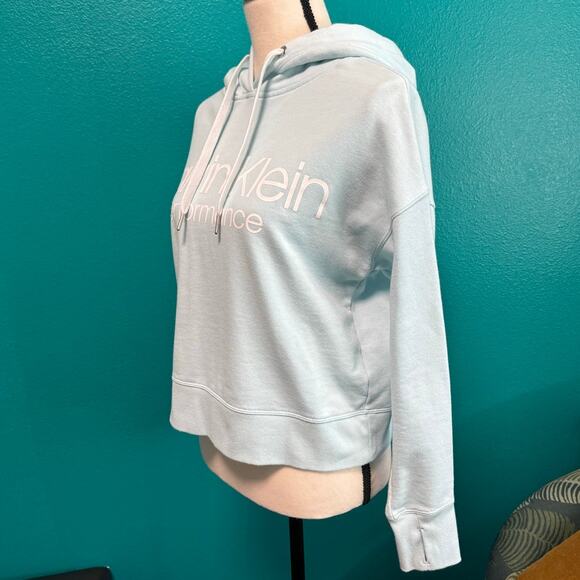 Calvin Klein Performance Light Blue Crop Hooded Sweatshirt Women's Medium - Picture 6 of 9